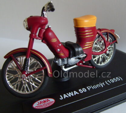 Jawa 50 Pionýr Pařez (1955) 1:18, Tmavá červená, modely motorek Jawa , Abrex
