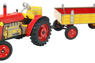 Traktor ZETOR s valníkem - červený - kovové disky kol