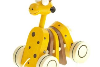 Dřevěná tahací hračka - Žirafa klapací
