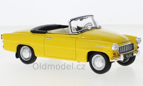 Model autíčka Škoda Felicia Roadster (1959) žlutá, 1:24, modely autíček  WHITEBOX