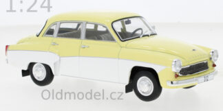 Modely autíček Wartburg 312, žluto bílý, 1965 - WB124144, kovové modely aut Wartburg, WhiteBox