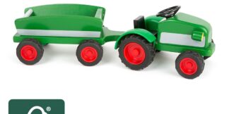 small foot Dřevěný traktor s vlečkou zelený