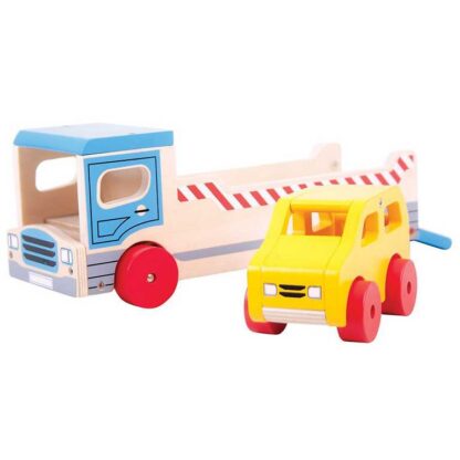 Bigjigs Toys Dřevěné odtahové auto s osobním autem - Image 2