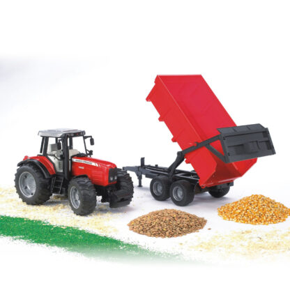 Bruder Traktor MASSEY FERGUSON se sklopným vozem červený - Image 3