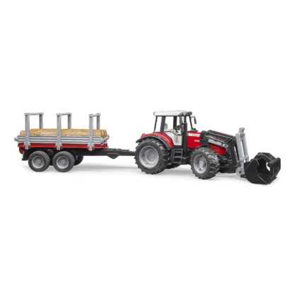 Bruder Traktor Massey Ferguson 7480 s čelním nakladačem a přepravníkem klád - Obrázek 4