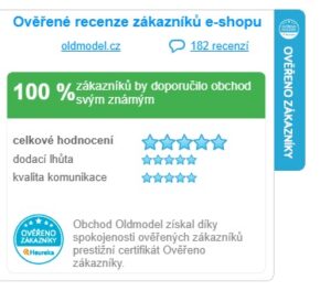 Hodnocení zákazníků na Heurece – 100 % doporučení pro Oldmodel.cz