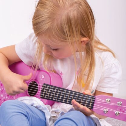 Tidlo Dřevěná kytara Star růžová - Obrázek 5