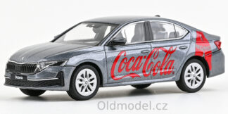 Modely autíček Škoda Octavia IV FL (2024), šedá, 1:43 - Coca-Cola CZ, 143FA-048F03, kovové modely aut Škoda, Oldmodel.cz