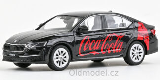 Modely autíček Škoda Octavia IV FL (2024), černá, 1:43 - Coca-Cola CZ, 143FA-048F04, kovové modely aut Škoda, Oldmodel.cz
