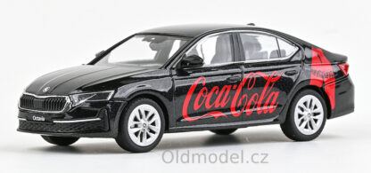 Modely autíček Škoda Octavia IV FL (2024), černá, 1:43 - Coca-Cola CZ, 143FA-048F04, kovové modely aut Škoda, Oldmodel.cz