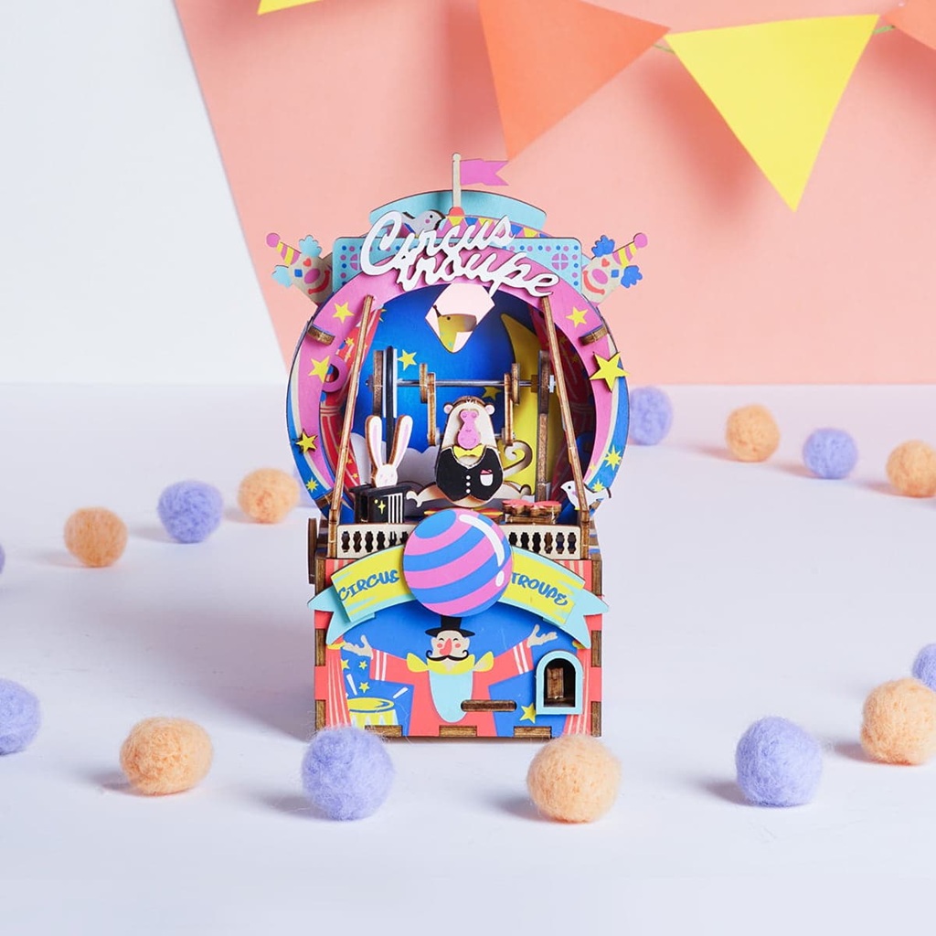 RoboTime 3D dřevěná skládačka hrací skříňky Malý cirkus - Obrázek 2