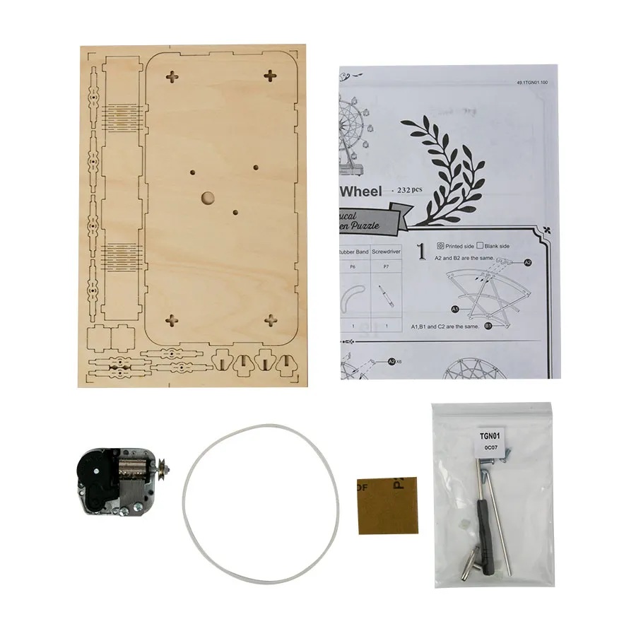 RoboTime 3D dřevěná skládačka hrací skříňky Ruské kolo - Obrázek 4