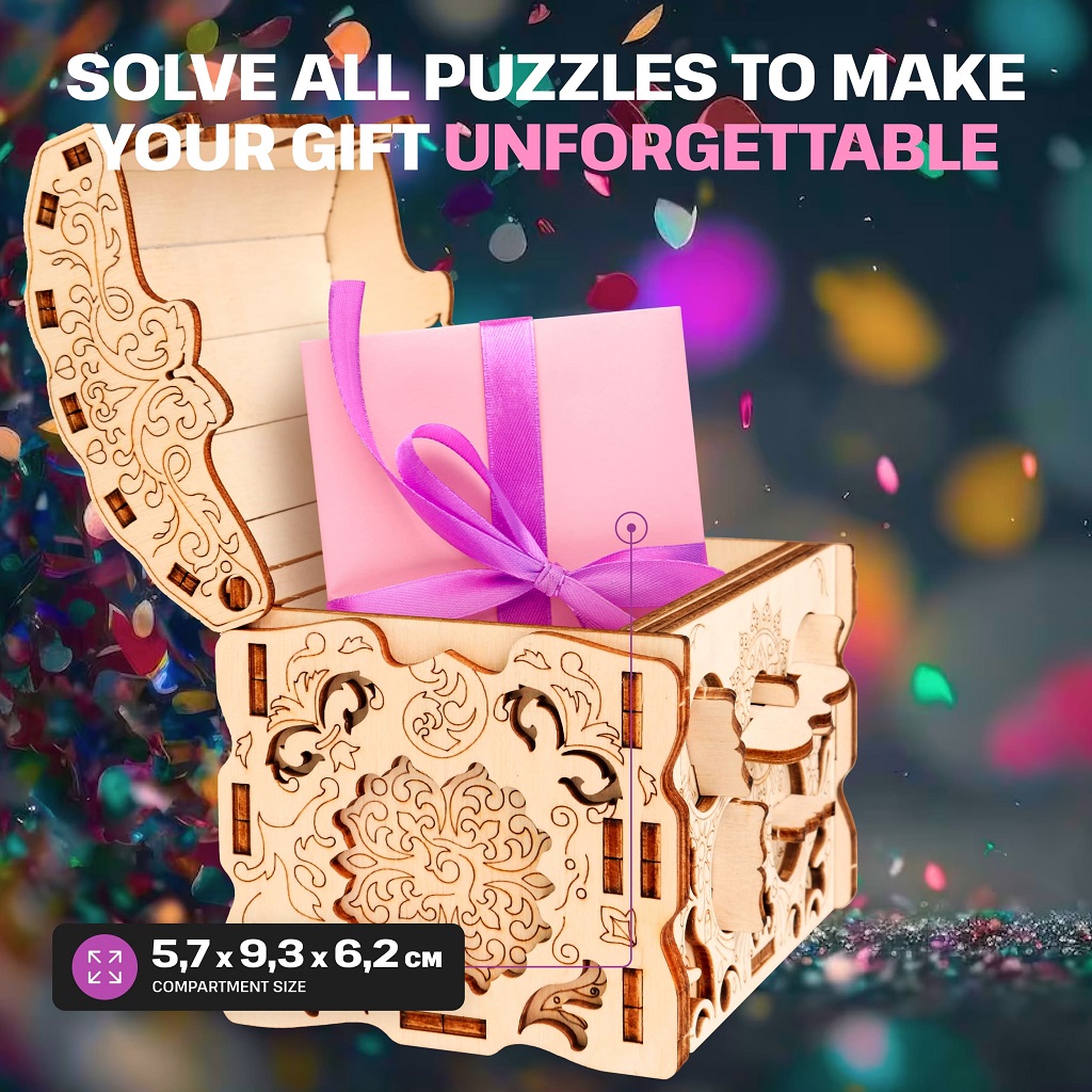 EscapeWelt 3D dřevěná skládačka hlavolamu Secret Treasure Box - Obrázek 5