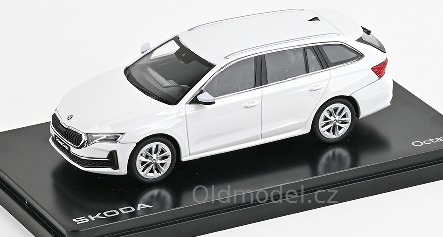Modely autíček Škoda Octavia IV FL Combi (2024), 1:43 , Bílá Candy - 143AB-050E, kovové modely aut Škoda, Modely autíček pro každého - Oldmodel.cz