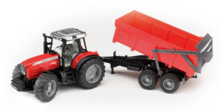 Bruder Traktor MASSEY FERGUSON se sklopným vozem červený