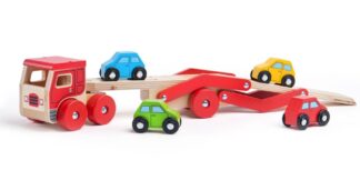 Bigjigs Toys Dřevěný kamion s auty