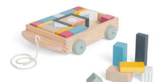 Bigjigs Toys Vozík s dřevěnými kostkami