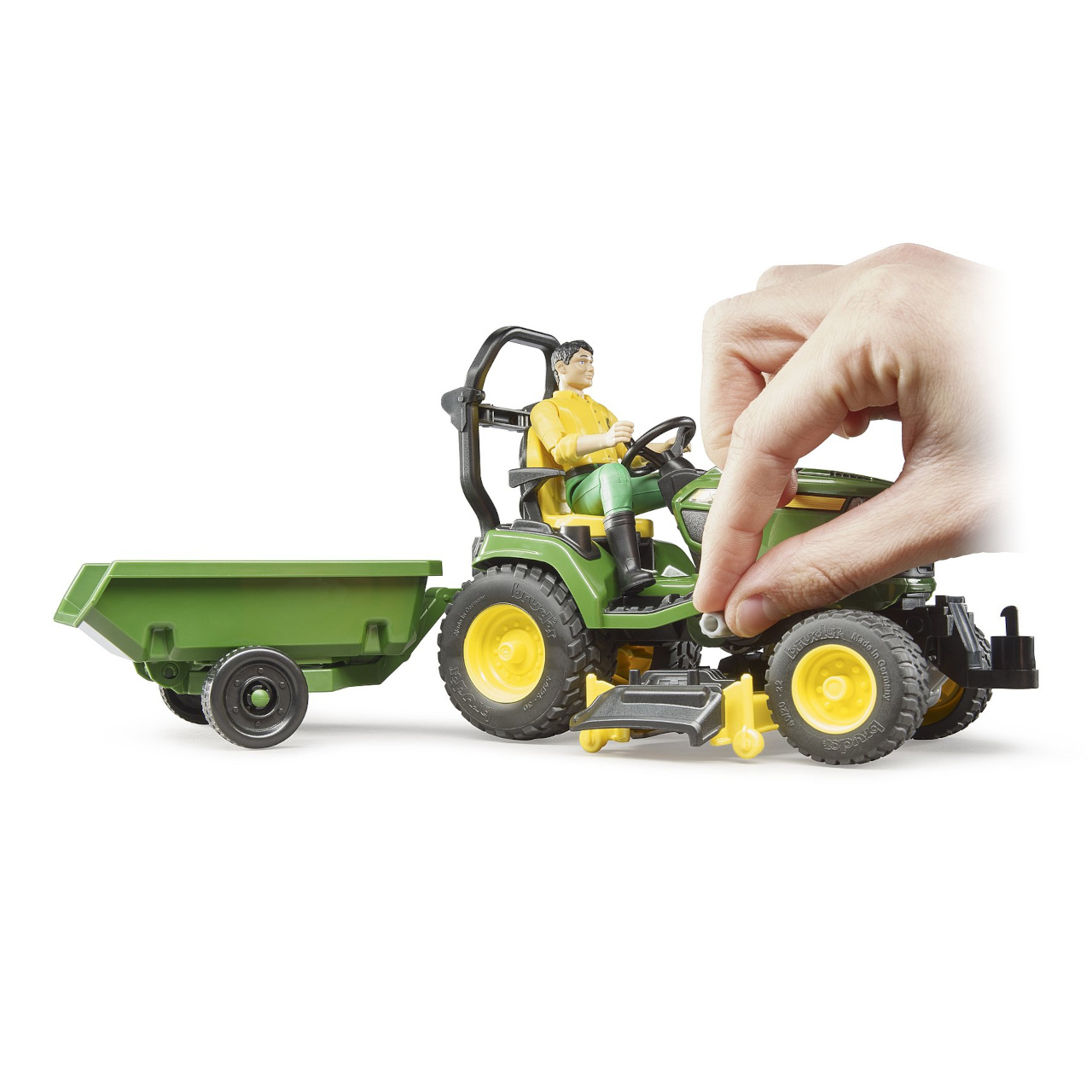 Bruder Zahradní traktor John Deere X949 se zahradníkem - Obrázek 5