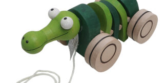 Dřevěná tahací hračka - Krokodýl klapací