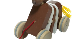 Dřevěný tahací koník klapací