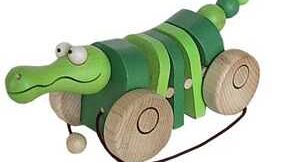 Dřevěný tahací krokodýl klapací