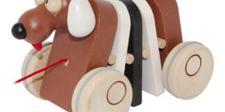 Dřevěný tahací pejsek klapací