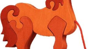 Fauna Dřevěné tahací hračky z masivu koník