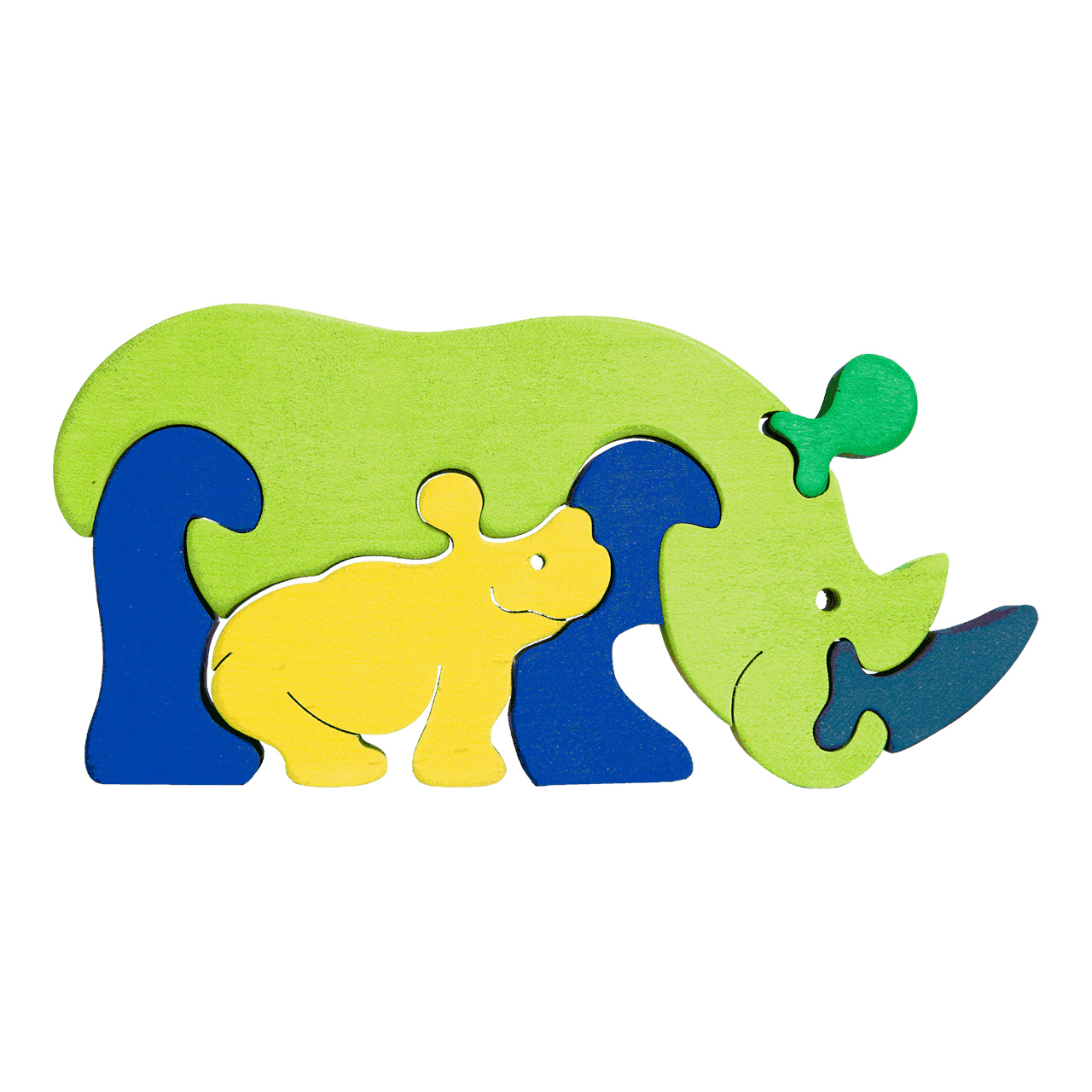 Fauna Dřevěné vkládací puzzle z masivu nosorožec - Obrázek 3