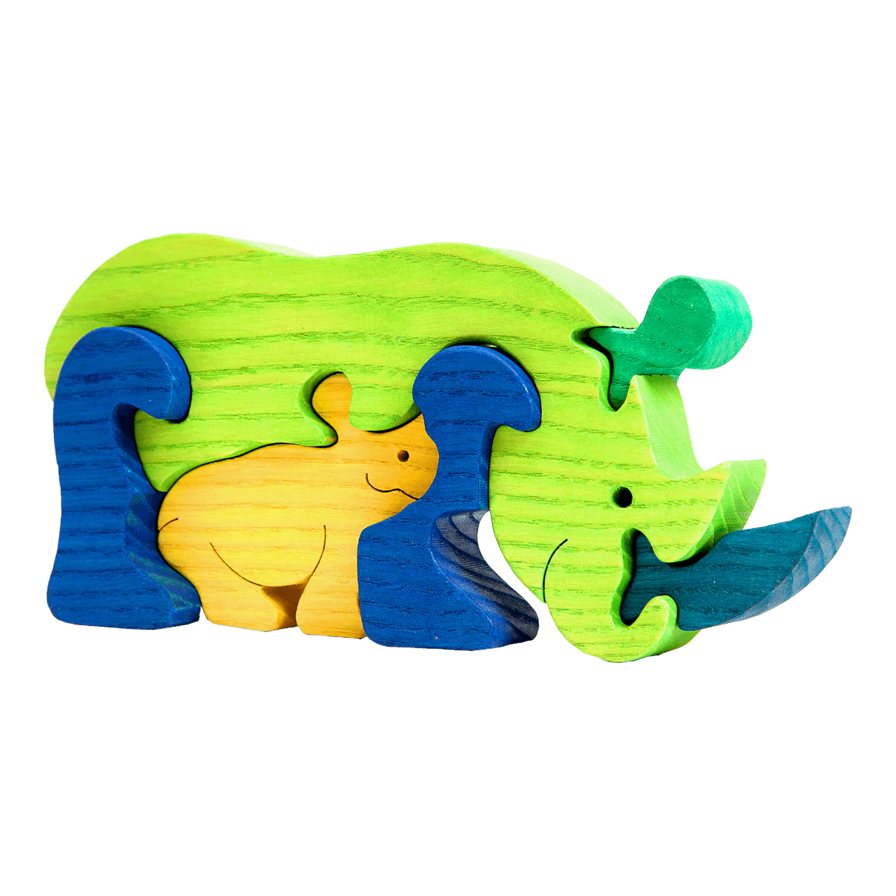 Fauna Dřevěné vkládací puzzle z masivu nosorožec