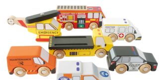 Le Toy Van Set záchranných autíček s vrtulníkem