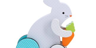 Petit Collage Dřevěná tahací hračka Králíček s mrkví