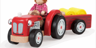 Tidlo Dřevěný traktor s vlečkou