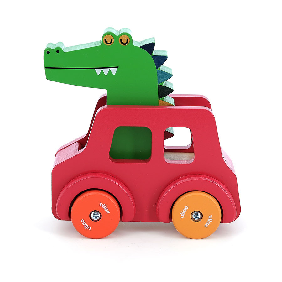 Vilac Dřevěné autíčko s klaksonem Krokodýl - Obrázek 3