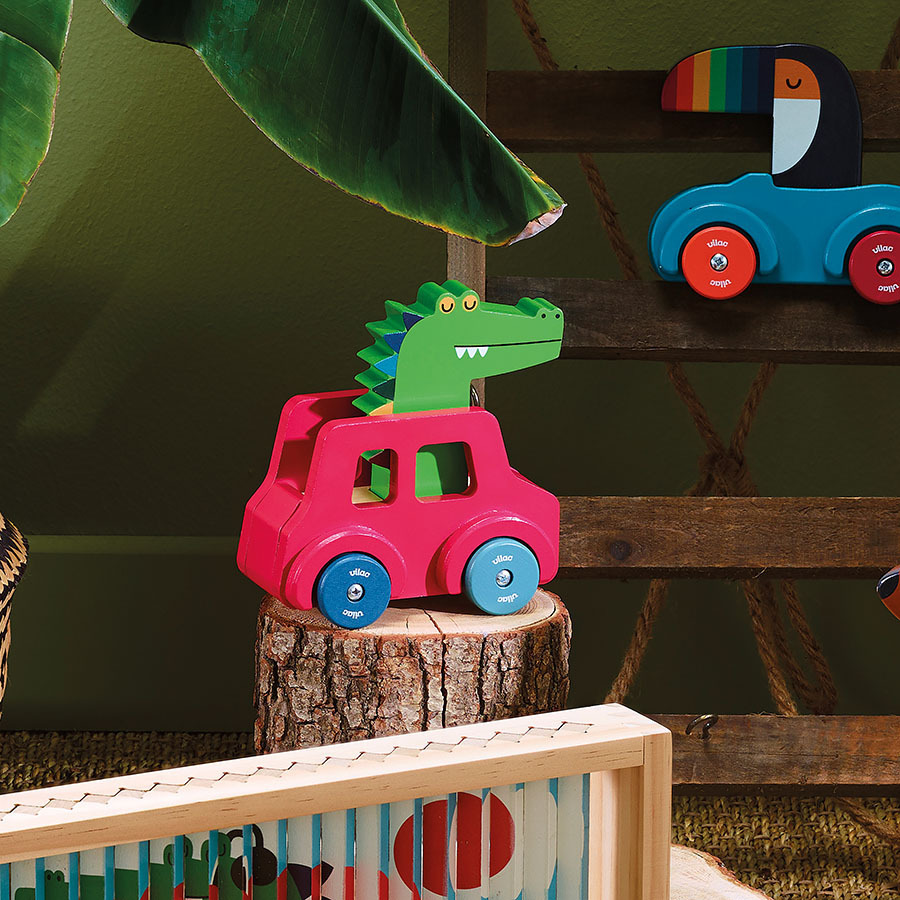 Vilac Dřevěné autíčko s klaksonem Krokodýl - Obrázek 4