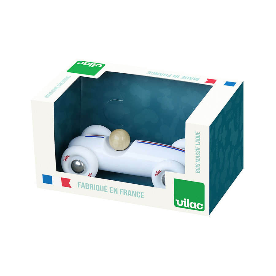 Vilac Dřevěné auto mini Grand prix vintage bílé - Obrázek 2