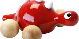 Vilac Dřevěný dinosaurus na kolečkách červený