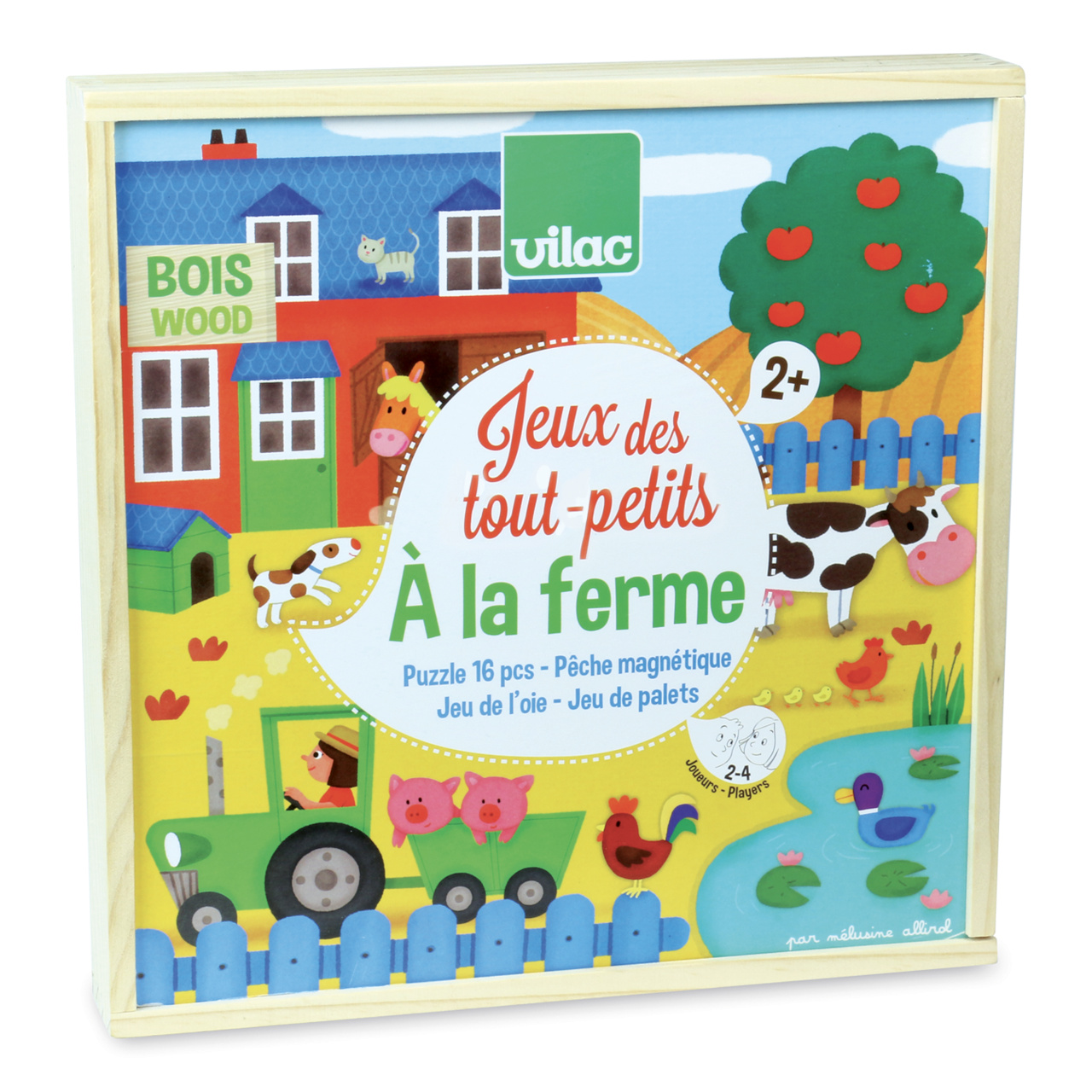 Vilac Dřevěný set zábavných her se zvířátky 4 v 1 - Obrázek 4