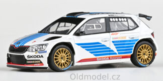Model autíčka Škoda Fabia III R5 (2015) 1:43 - Škoda Rallye Monte-Carlo 2017 Design, 143XAB-605T4e, kovové modely aut Škoda, Oldmodel.cz