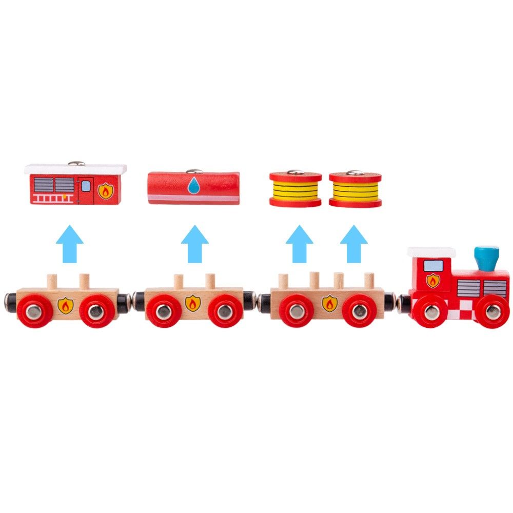 Bigjigs Rail Hasičský vlak + 3 koleje - Obrázek 2