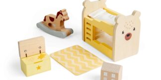 Bigjigs Toys Dřevěný nábytek do domečku pro panenky Dětský pokoj