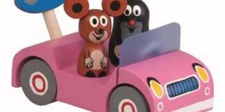 Detoa Dřevěné auto růžové - Krtek na výletě